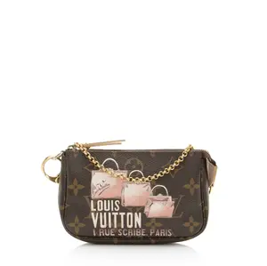 Pre-owned Louis Vuitton Leather Clutches & Wristlets Limited Edition Monogram Canvas Affiche Mini Pochette Accessoires