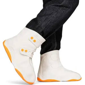 Reusable Shoe Covers for Men & Women, Waterproof Rain Boot Protectors & Slip-Resistant Walking Booties - Shoe Protector Covers for Walking, Boot Covers (Orange White)