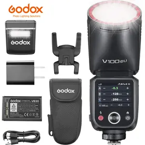 Godox V100C V100 C V100-C USA Version Round Head Camera Flash for Canon Camera Flash Speedlite Speedlight,100Ws 2.4G TTL1/8000 HSS,400 Full Power Flashes,7.2V/2980mAh Li-ion Battery,1.7s Recycle Time