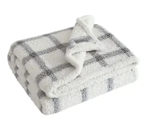 Eddie Bauer Bunkhouse Plaid Grey Sherpa 50"X60"Throw