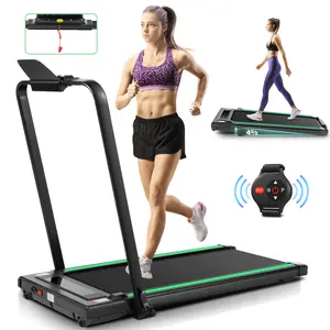 ANCHEER 2 in 1 Under Desk 2s Folding Treadmill , Compact Electric Walking Pad for Home/Gym/Office with LED Touch Screen/Remote Watch