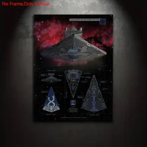1 piece/set of frameless canvas print posters, classic science fiction art, Artwork, Vehicle Schematics Chimaera Star Destroyer, perfect gift for movie fans, ideal for bedroom, living room, mural, wall decoration