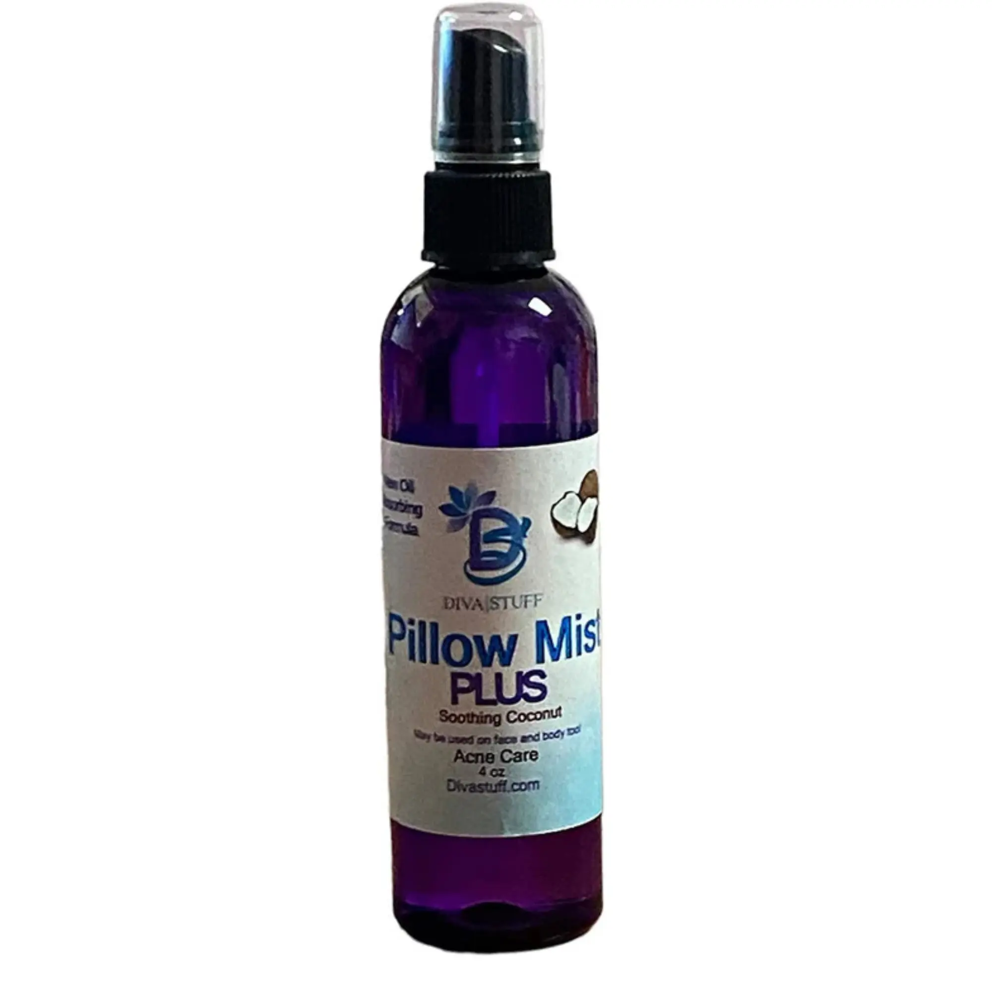 Plus Pillow Mist Coconut, New Formula, Now Absorbs Oil and Sebum Too - Promotes Clear Skin & Protects from Acne-Causing Funk, Cleans Pillows, Pillowcases, Beddings, and Sheets, 4 fl oz