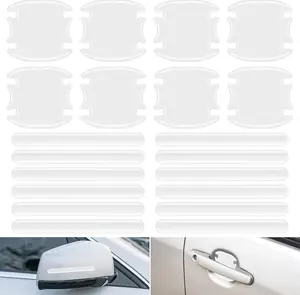Bremorou  Pcs Car Door Handle Protector Film Clear AntiScratch Door Bowl Guards Protection Film Durable Transparent Waterproof Adhesive Universal Car Accessories Paint Protection