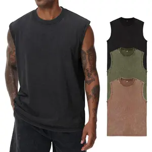 Mens Workout Tank Tops Sleeveless Tee Shirts Men Muscle Shirt Gym Acid Wash T Shirts Running Beach Loose Fit Tee Round Neck Soft SwimWeek