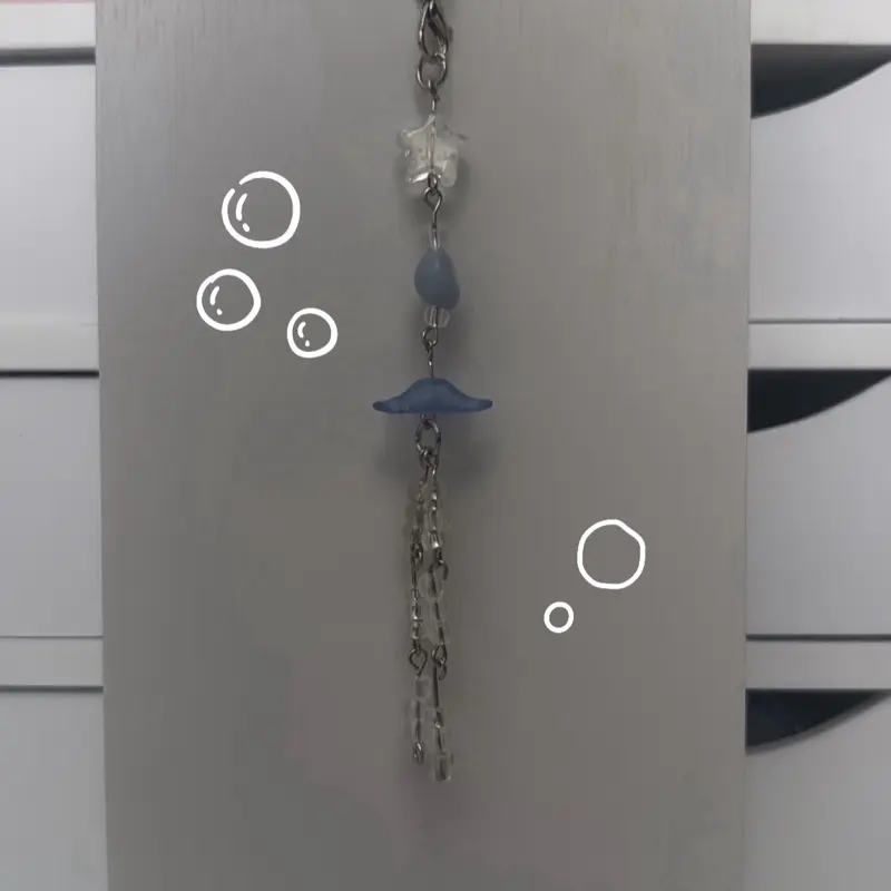 hand made blue jellyfish phone charm