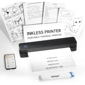 Portable Printers  for Travel -  Thermal Printer Support 8.5" X 11" Letter, Inkless Printer Compatible with Phone Laptop for  Use Office School, Black