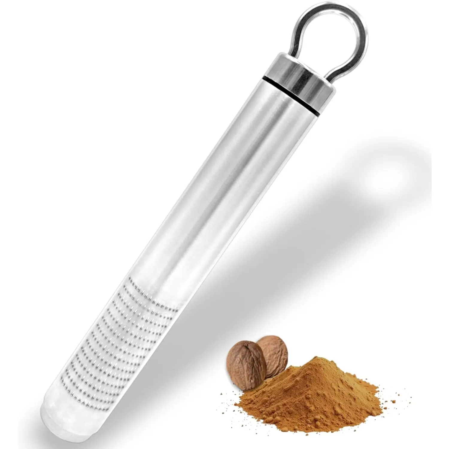 18/10 Stainless Steel Nutmeg Grater with Brush and Hanging Storage, Compact Kitchen Tool for Fresh Nutmeg