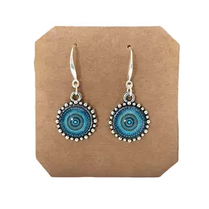 Women's Moroccan Blue Water Drop Earrings Bohemian Style Tassel Earrings Christmas