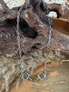 Silver Horse Bit Chain Necklace 21” | Western Equestrian Jewelry
