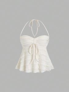 Women's Plain Halter Neck Top, Casual Elegant Classy Sleeveless Top for Summer, Fashion Women's Top for Daily Wear
