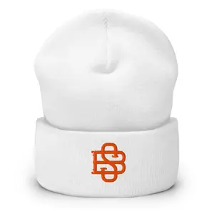 SOBS (All white hoodie collection orange lettering) Embroidered Beanie