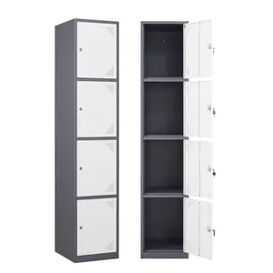Yizosh Metal Locker for Gym, School, Office, 71" Metal Storage Locker Cabinets for Employees, Students Steel Lockers Four Tier with 4 Doors (Grey White)