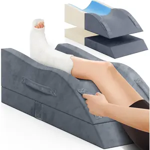 Leg Elevation Wedge Pillow for After Surgery, Adjustable Memory Foam Leg Support, Comfort Care for Back Knee Hip Ankles Pain, Knee Pillow for Sleeping Blood Circulation Grey