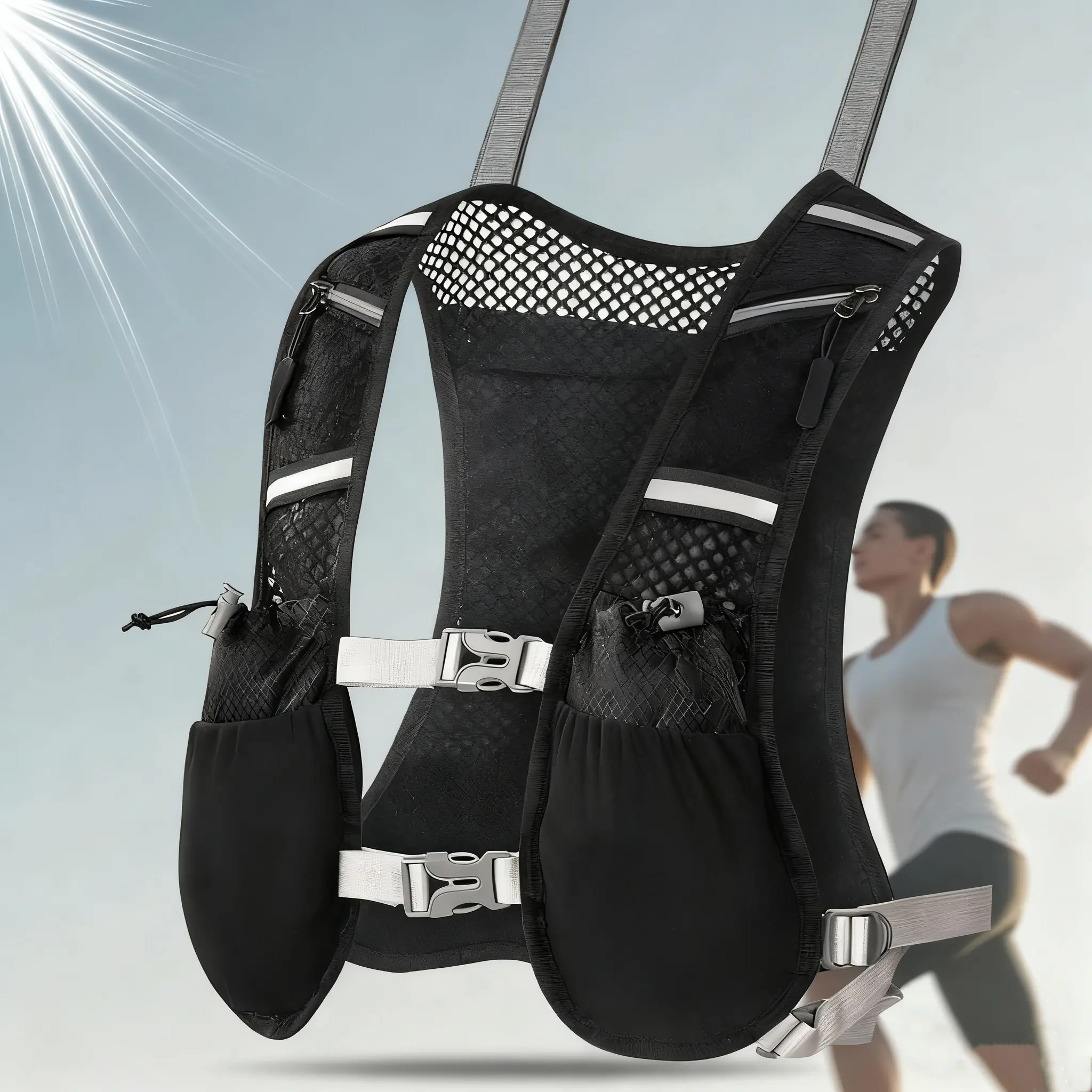 Unisex 5L Lightweight Hydration Vest - Breathable, Sweatproof, Adjustable Outdoor Sports Equipment for Trail Running, Marathons