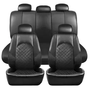 Car Seat Covers PU Leather 5 Seats Full Set Front Rear Protectors Universal Fit For Chevrolet, Ford, Dodge, Toyota, Hyundai, Honda etc