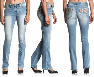 AFFLICTION Women's Denim Jeans JADE ARIES EMBER Embroidered