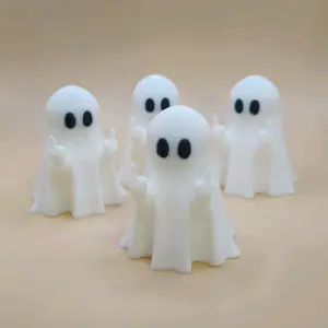 Not So Friendly Ghosts 4 Pack Halloween Decor Figurines with Classic White Design and Black Eyes for Spooky Fun Ornaments