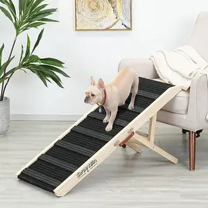 Dog Ramp for Bed - Car Ramp - Anti-Slip Carpet - 39" Long Adjustable 16"-24" Pet Ramps for Small to Medium Dogs - Dog Ramp for Couch, Bed or Sofa, Folding Portable Wooden Pet Ramps