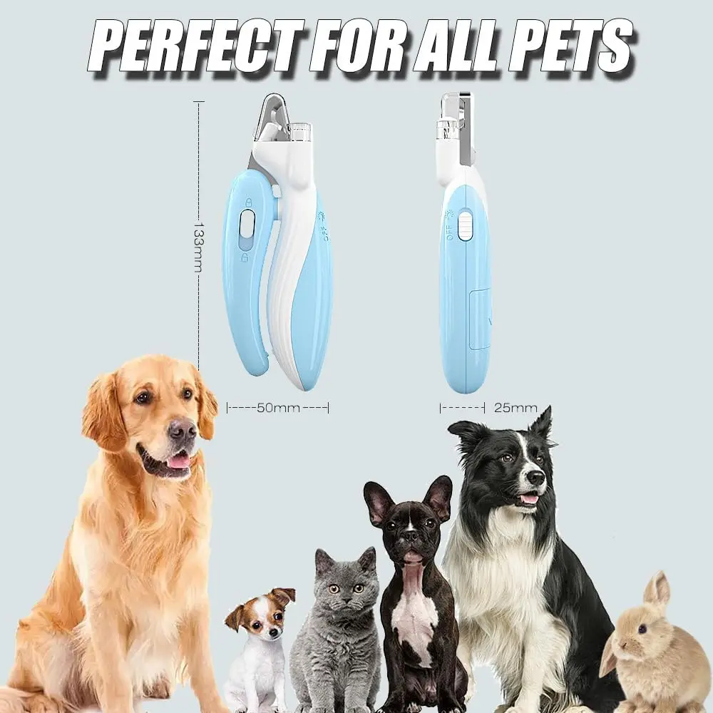 Professional Dog Cat Nail Clipper with LED Indicator Light, Safe Toenail Trimmer, Sharp Stainless Steel Blades, Pet Grooming Kit for Puppy Kitten Rabbit All Sizes