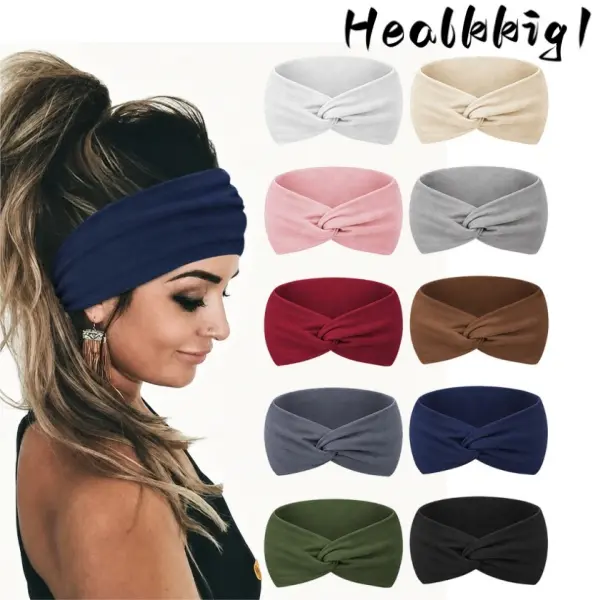 Women's 10pcs Soft Stretch Wide Workout Headbands - Bohemian Knotted Sweat Wicking Elastic Bands, Non-Slip Assorted Colors for Yoga, Running, Headbands on Forehead, Workout Headband