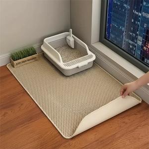 double layer honeycomb cat litter mat, 1 count durable & washable non-slip cleaning solution for pet toilet, litter box & kennel, pet litter pellets supplies