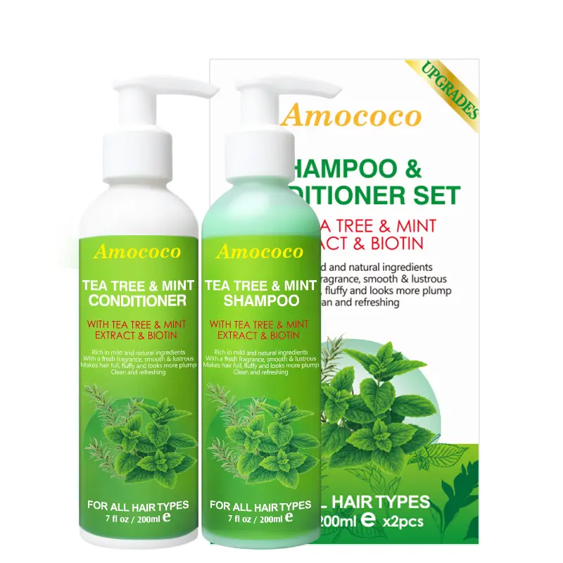 Tea Tree & Peppermint Shampoo + Conditioner Set  (7 fl0z/200ml ex2pcs)  Deep Clean, Refreshing Scalp & Oil Control
