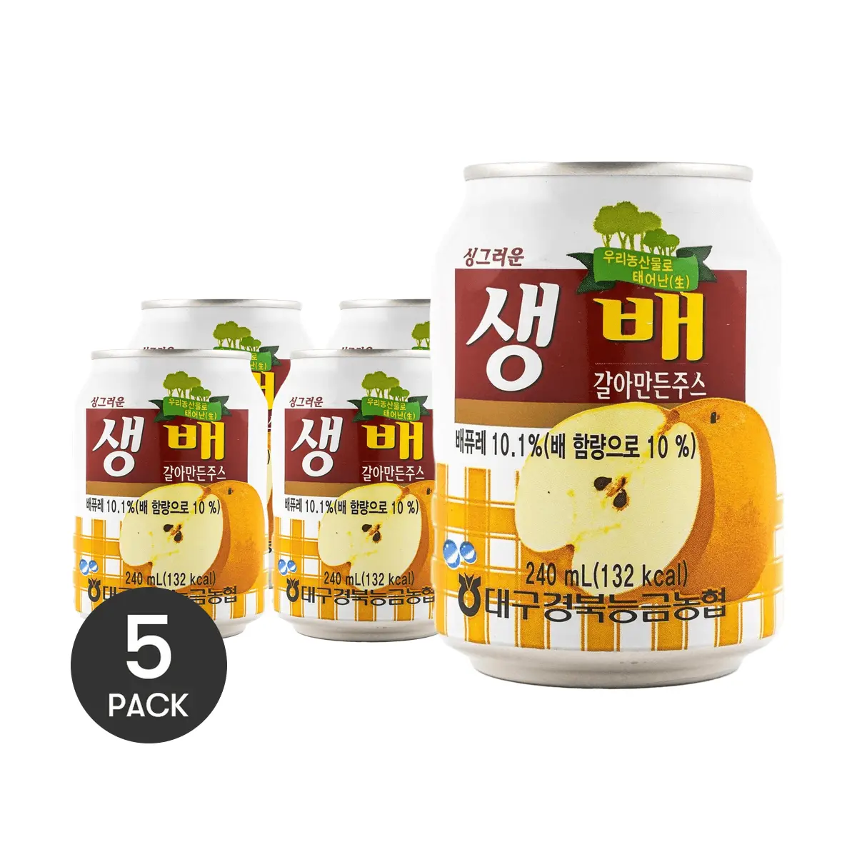 5 Packs NONGHYUP Korean Pear Juice with Pulp, 8.11 fl oz/Pack – Refreshing & Naturally Sweet Fruit Drink