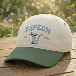 ESPEON Custom Poke Anime Embroidered Vintage Hat Personalized Character Baseball Cap 100% Cotton Adjustable Strap Durable Embroidery Unisex Gift for Her & Him
