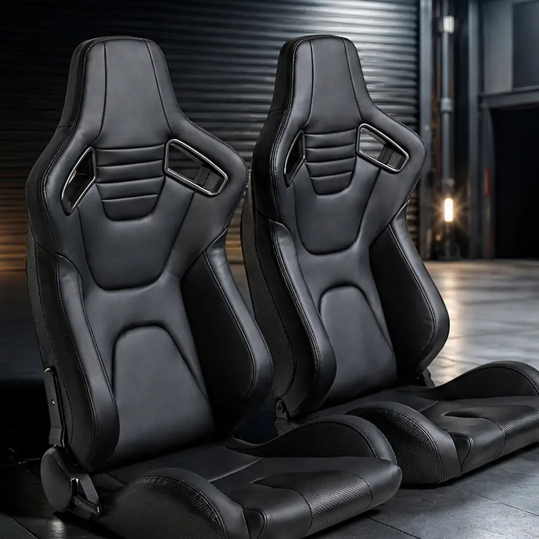 ARCH Universal Racing Seat Reclining Bucket Seat 165 Degree Adjustable Backrest High Quality PVC Leather Black Car Seat for Most Vehicles with Sliders, Black Color Options, PVC Material, Product Dimensions: 20.87 W x 21.85 D x 36.81 H in