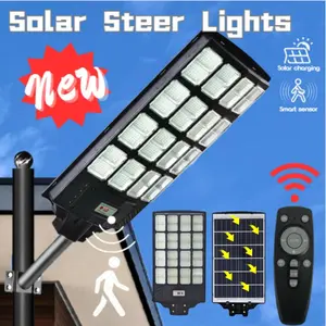 Solar Lights Outdoor Waterproof, Solar Street Light with Motion Sensor, 7000K Dusk to Dawn Security Flood Lights IP66, Commercial Outdoor Lighting for Parking Lot, Yard, Driveway, Farm