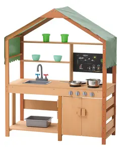 【Summervibes】VEVOR Wooden Mud Kitchen Outdoor Toy Play Kitchen Set for Kids Pretend Playset