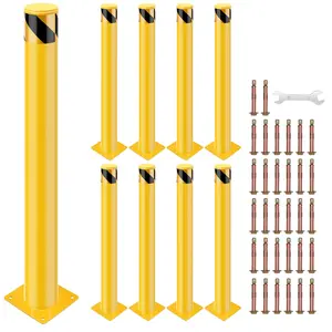 【GARVEE】Steel Safety Bollard Posts, 42 x 4.5 inches, Removable Traffic and Parking Barrier Bollards in Yellow, Available in Packs of 4 or 6 for Effective Traffic Control and Parking Management