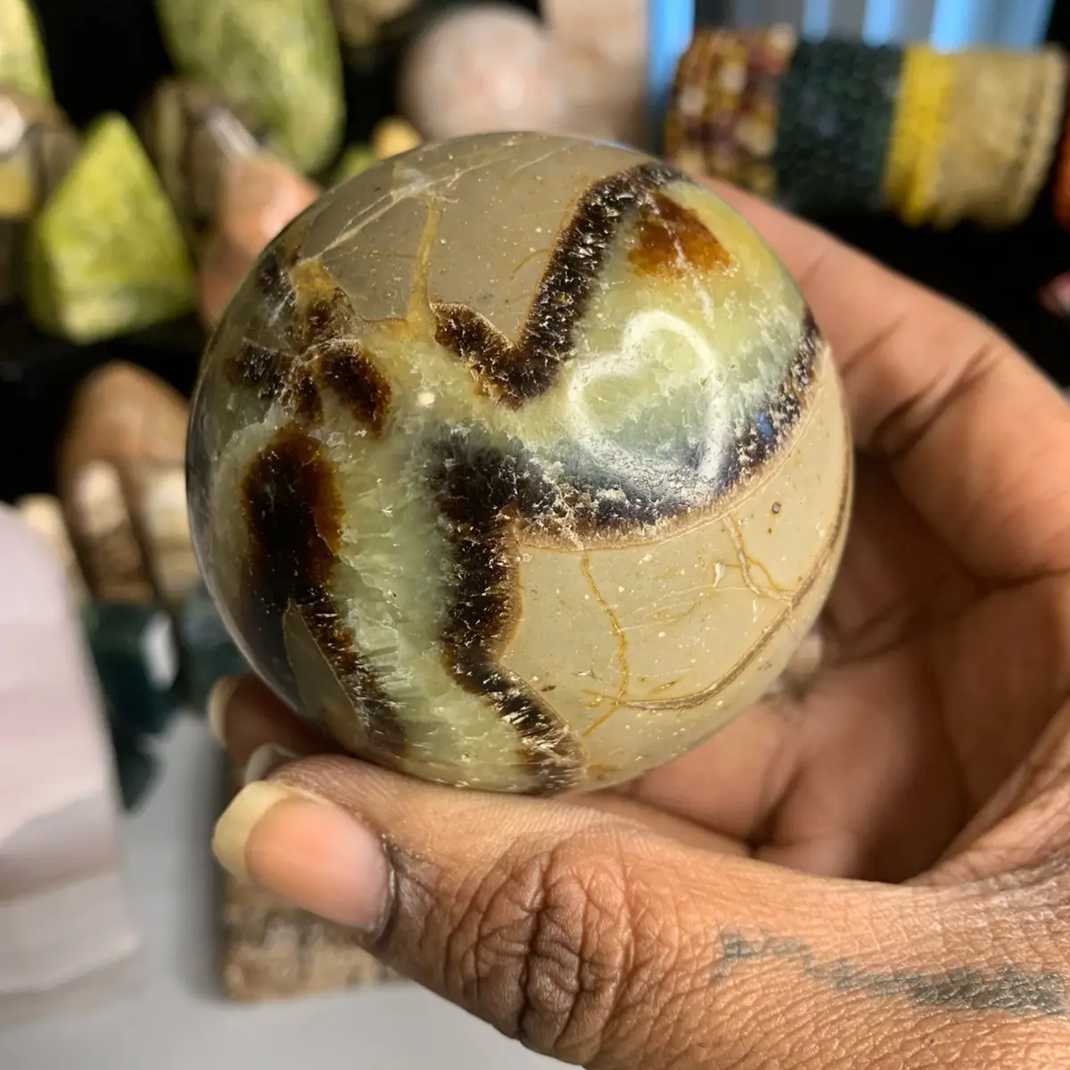 Natural Septarian Crystal Sphere - Healing Crystal for Meditation and Energy Work