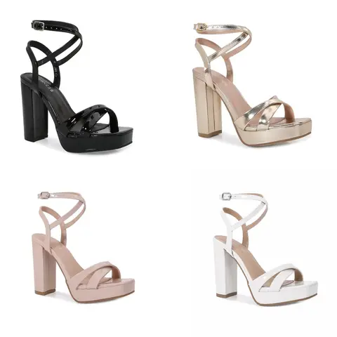 Sami-platform Heels Fashion Classy Stylish Footwear All Seasons True to Size 5 Inch Heel Height Black Platform Sandals Plain Design