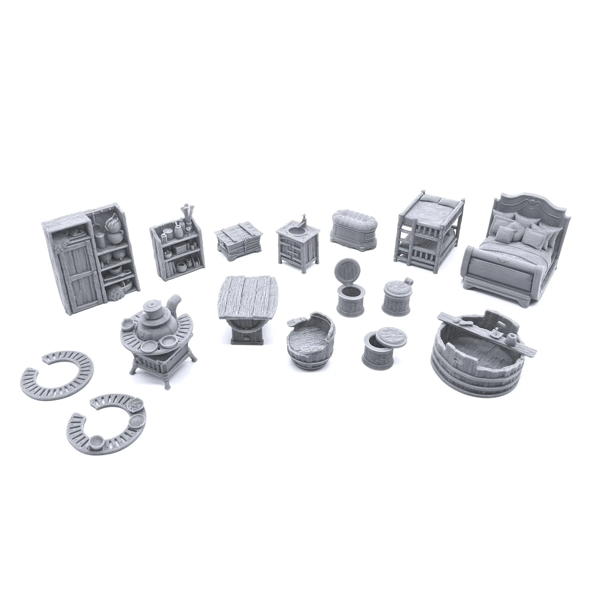 City Furnishings - EnderToys Terrain - 3D Printed Tabletop RPG Wargaming - DnD Warhammer Accessory - Paintable Diorama Miniature Landscape Set Figures Wooden