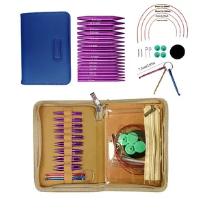 35-Piece DIY Knitting Tool Set, Mini Ultra Short 5.5cm Detachable Interchangeable Cord Rings, 3.0-6.0mm 9 Sizes Multifunctional Sweater Needles