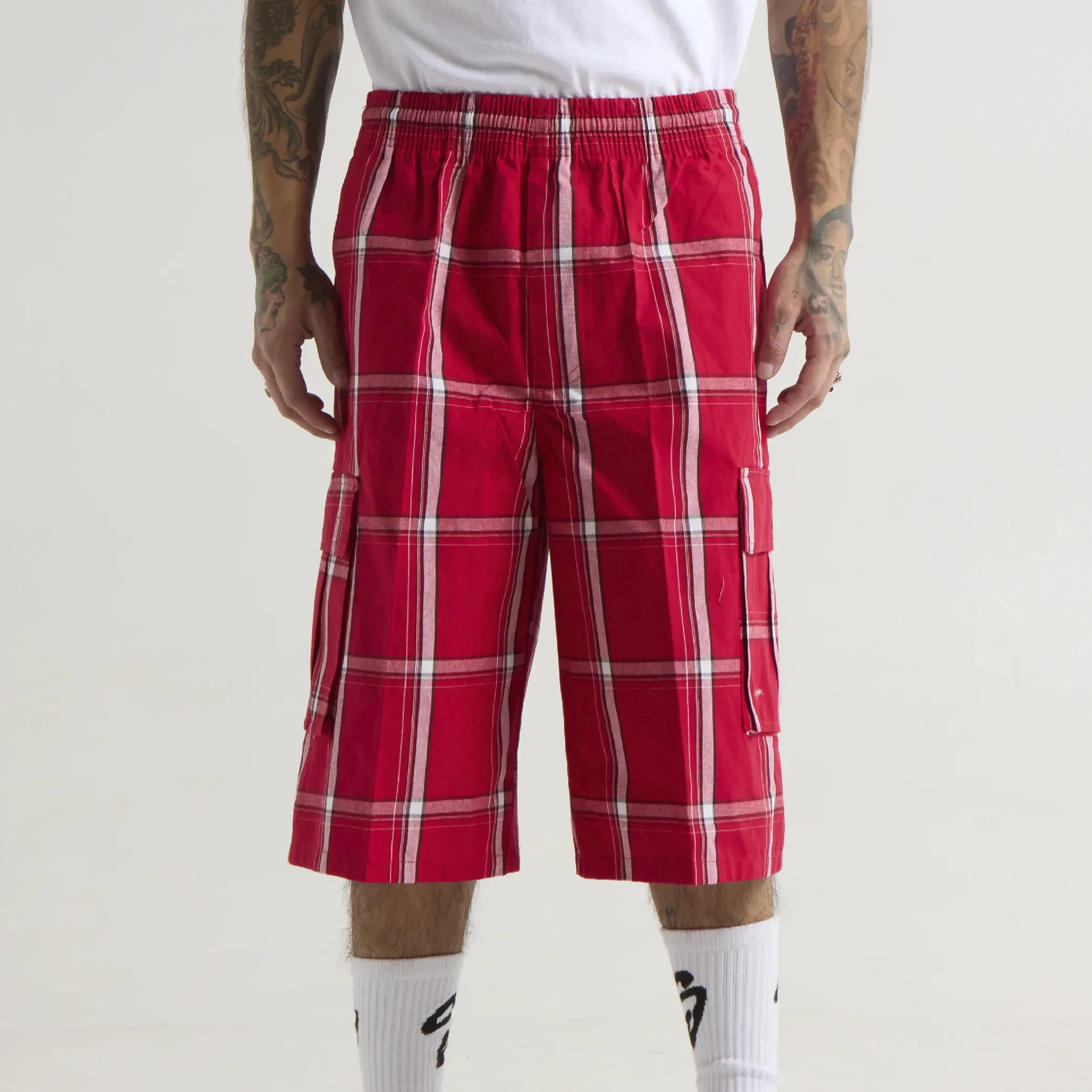 SHAKAWEAR Men's Plaid Checker Shorts SHAKA WEAR 6 Pockets