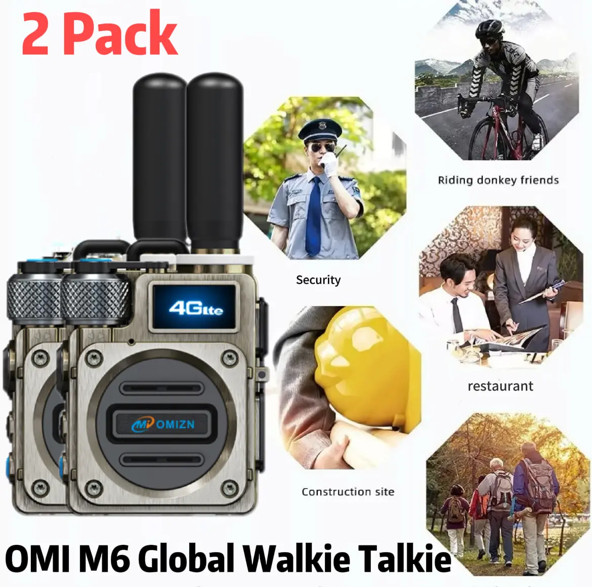 OMI Unlimited 4G LTE Walkie Talkie ,Two way radio model M6 National 5000 kilometers public network intercom, transnational intercom unlimited distance,Unbreakable Aluminum Alloy,Network Connected