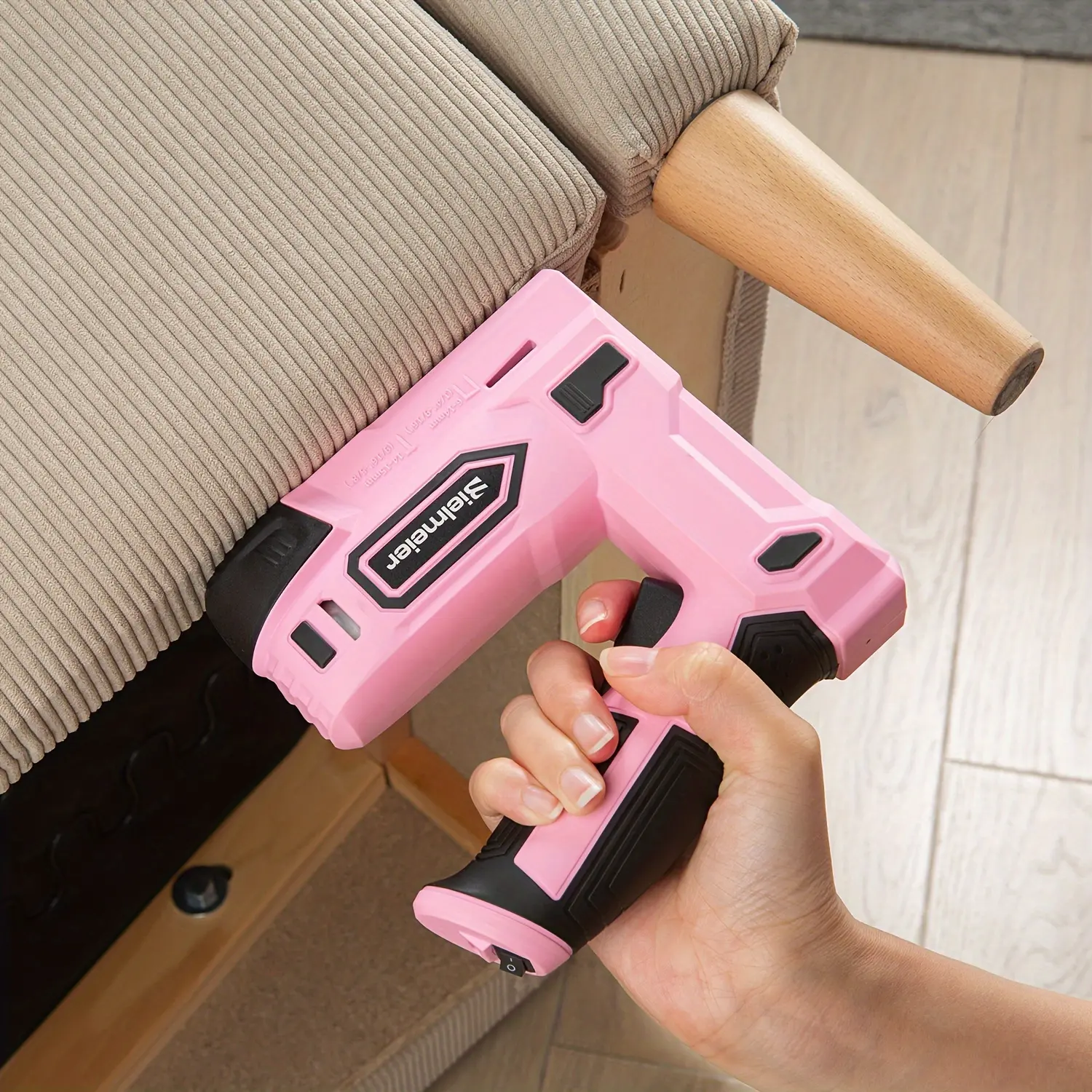 Pink Cordless Staple Gun, 2-in-1 Nail Gun Battery Powered With 1600pcs Staples And Nails, 4V Brad Nailer Tacker Electric Stapler For Home Improvement, Material Repair, Carpentry, Wood, . The Perfect Gift For Enthusiasts.