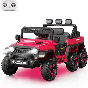 GAOMON Multiple colors/finishes 12V Kids Ride On Car With Parental Remote Control Bluetooth Led Lights Music And Three Speed Modes For Toddlers Rose Red
