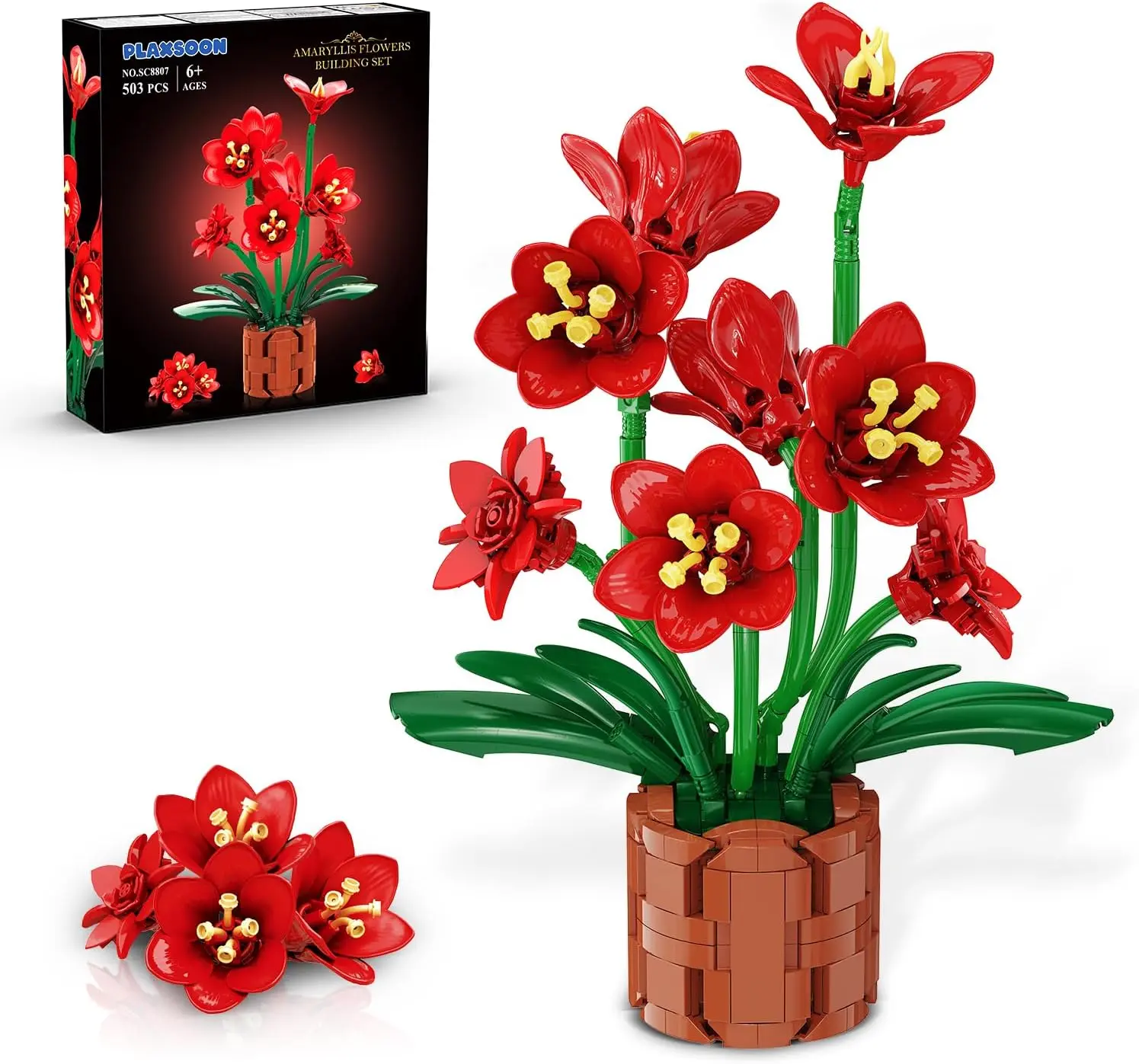 PLAXSOON 503-PC Flower Bonsai Building Set, Flower Building Blocks Botanical Collection Kit, Artificial Plant Office Home Decor, Birthday Gift for Adults & Kids 8-12+