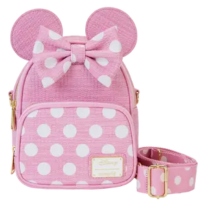 Minnie Mouse Woven Texture Convertible Mini Backpack & Crossbody Bag Minnie Mouse Woven Texture Convertible Mini Backpack & Crossbody Bag