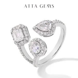 Special Design Pear Cut /Oval Cut /Octagon Cut Synthetic Moissanite Ring  Birthday Engagement Gift Fine Jewelry R137