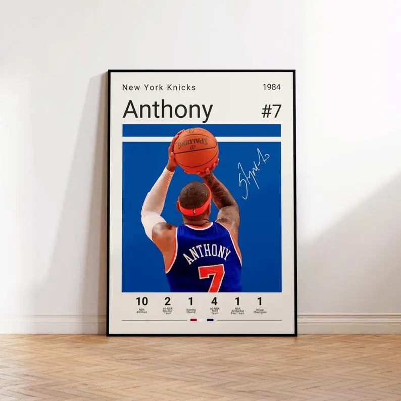 Carmelo Anth0ny 7 Poster, Sports Poster, Basketball Poster, Sports Bedroom Posters, Poster Decor Room