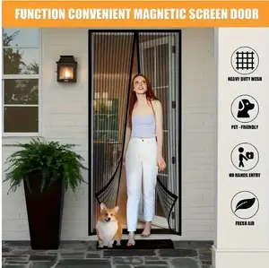 Elegant Mesh Mosquito Door Curtain with Magnetic Closure Breathable Easy Clean Screen for Home Living Room Bedroom Hotel Modern Privacy Decorative Mesh Zipper Doors