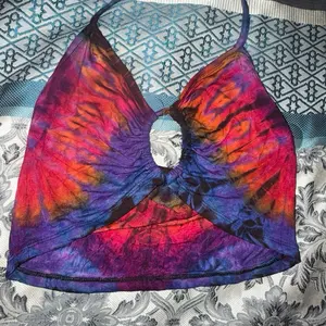 Reverse Tie Dye Hand Made Halo Halter Top - Vibrant Colors & Unique Design for Stylish Outfits