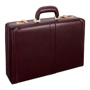 Mcklein USA  4.5 in. Harper Leather Expandable Attach Briefcase, Burgundy - V Series
