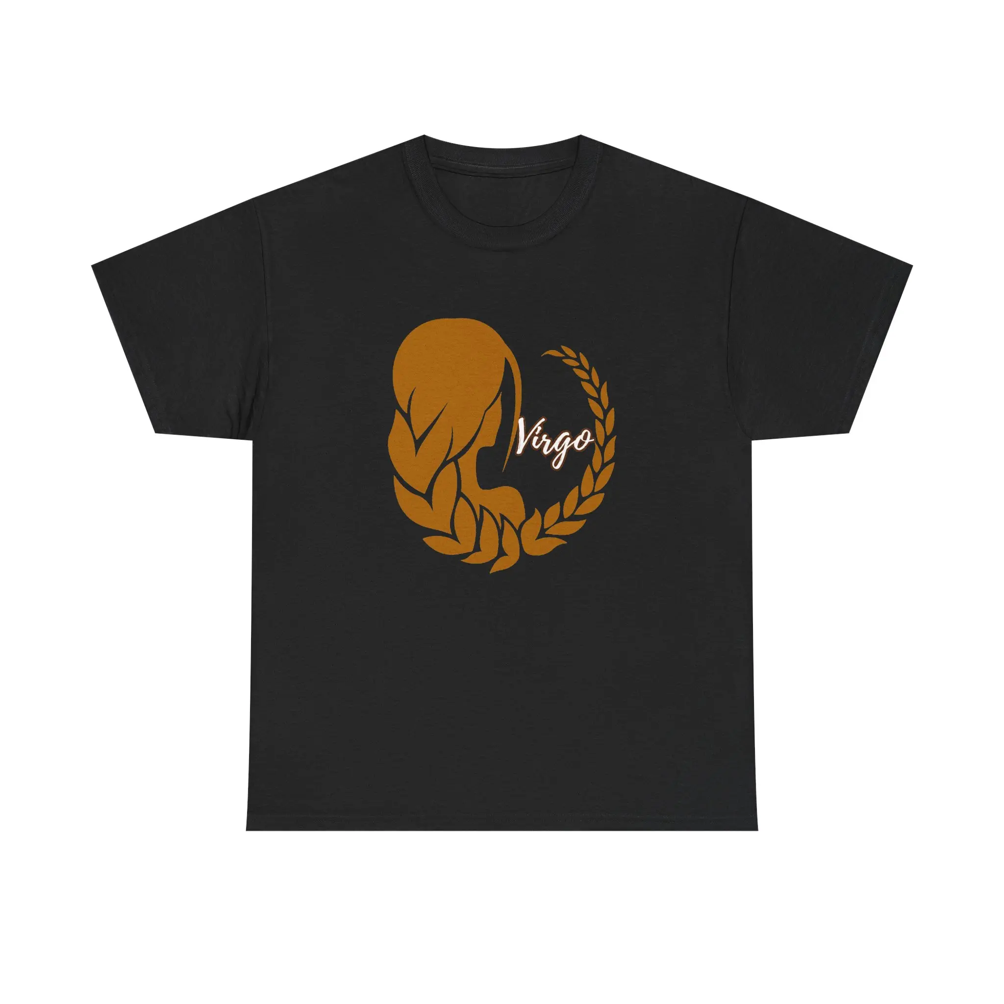 Virgo Braided Hair Silhouette Tee | Floral Wheat Laurel Design