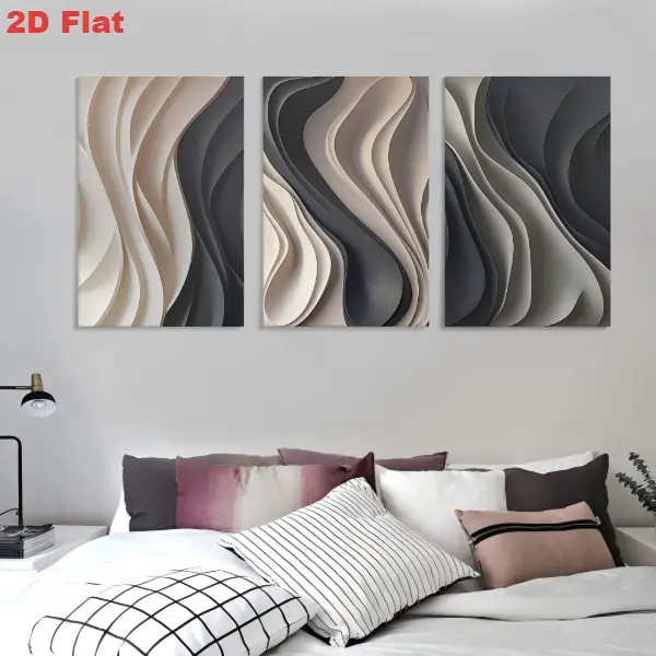 3pcs Multi-Sizes Artistic Modern Black and White Geometric Wrapped Canvas Prints-Paintings (16"x24", 8"x12"), 2D Hanging Wall Decor, Eco-Friendly Durable UV Ink High Color Fastness Home Ornaments for Living Rooms, Home Offices, Gift-Worthy, Painting, Wall